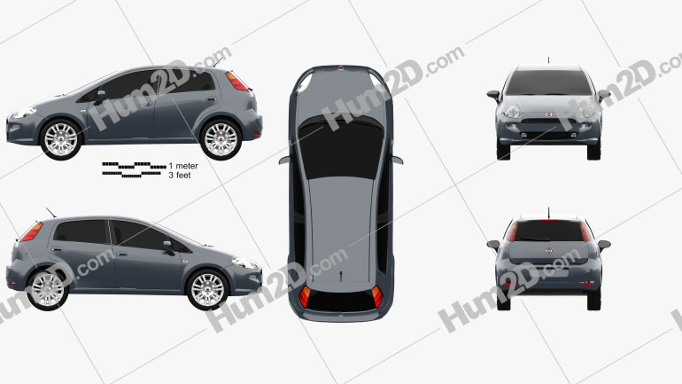 Fiat Punto 5-door 2012 car clipart