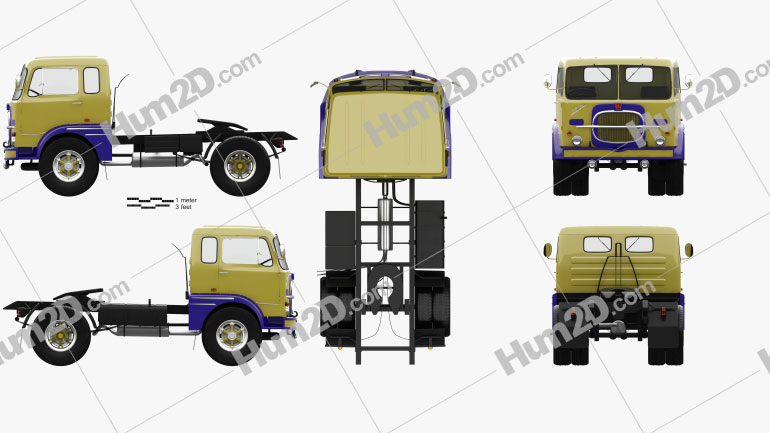 Fiat 682 N3 Caminhão trator com interior HQ 1962 clipart