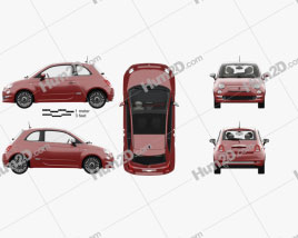 Fiat 500 with HQ interior 2015 car clipart