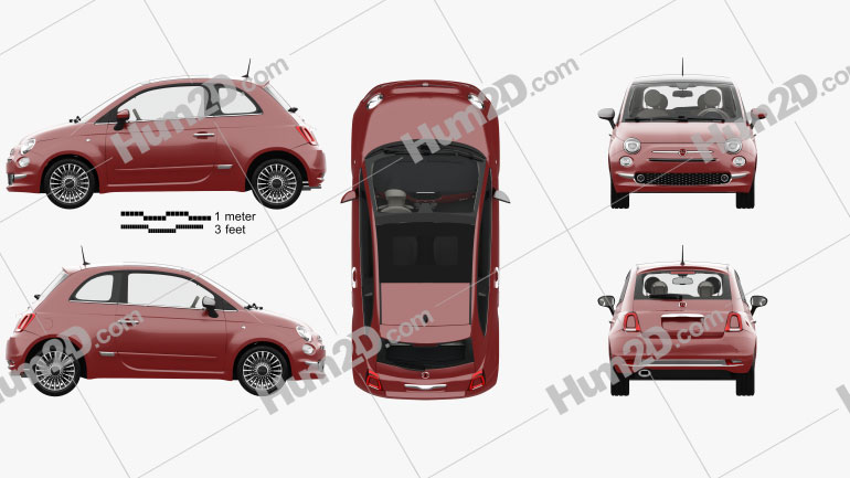 Fiat 500 com interior HQ 2015 car clipart