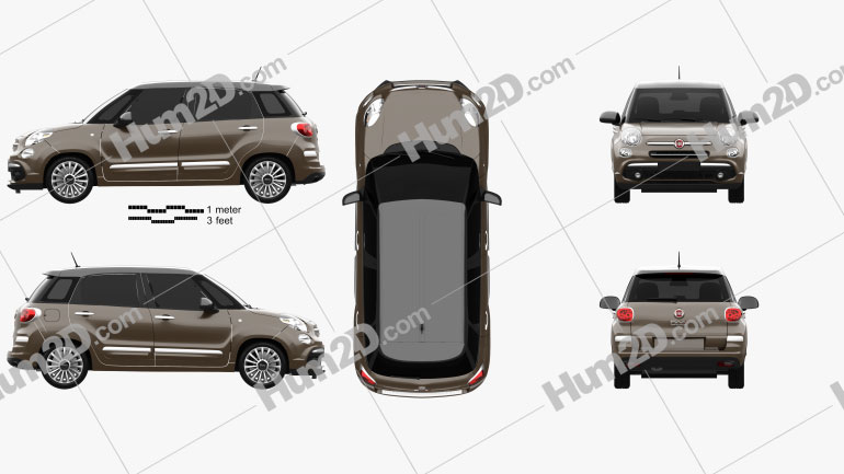 Fiat 500L hatchback 2017 car clipart