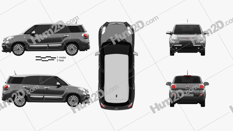 Fiat 500L Wagon 2017 car clipart