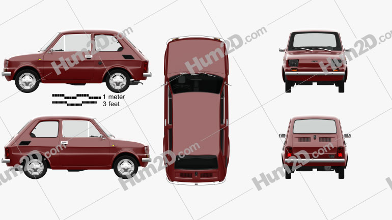 Fiat 126 with HQ interior 1976 car clipart