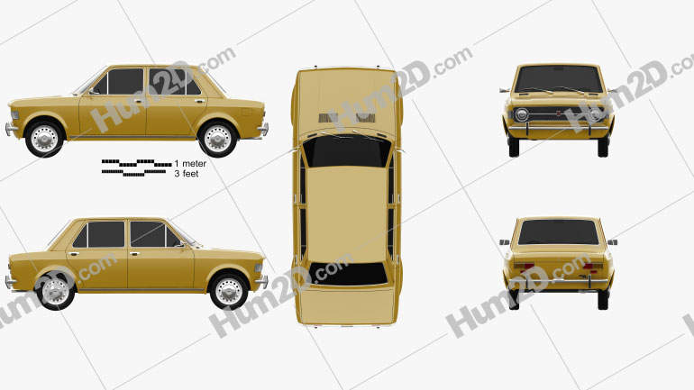 Fiat 128 1969 car clipart