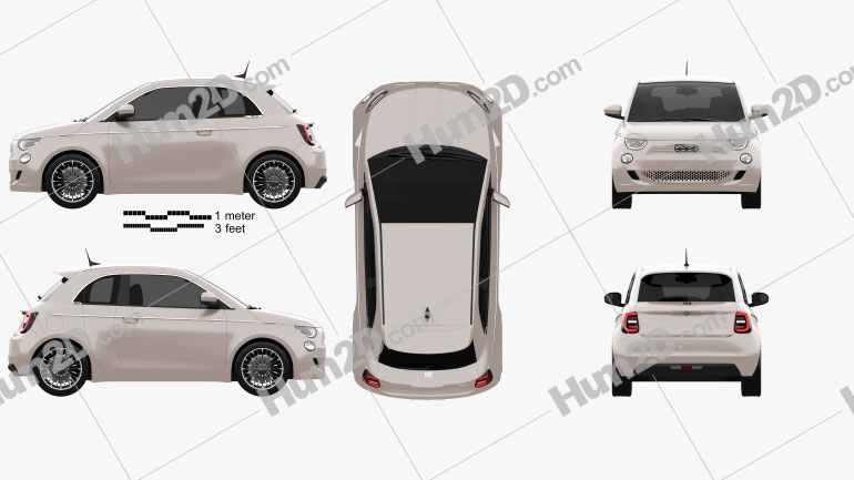 Fiat 500 3+1 2020 car clipart