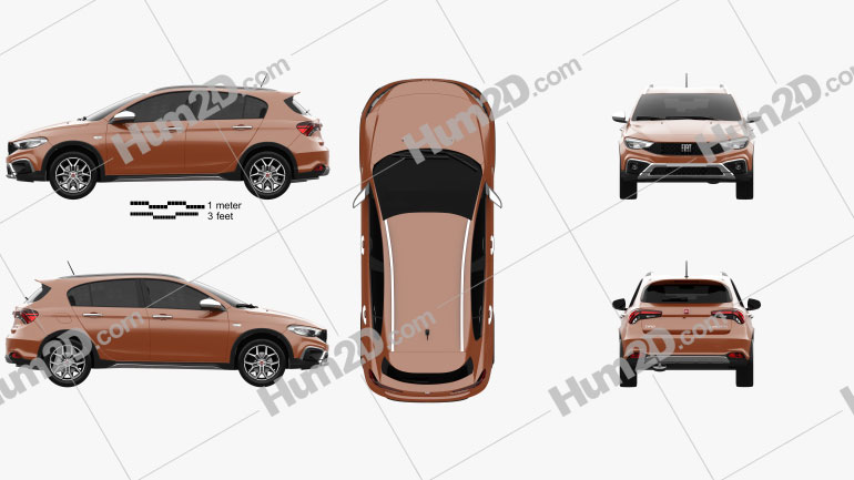 Fiat Tipo Cross hatchback 2022 car clipart