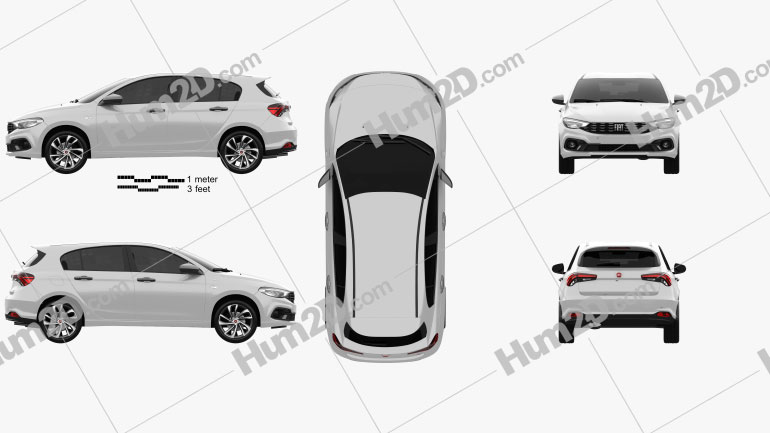 Fiat Tipo City Sport hatchback 2022 car clipart