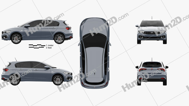 Fiat Tipo hatchback 2022 car clipart