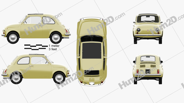 Fiat 500 with HQ interior 1970 car clipart