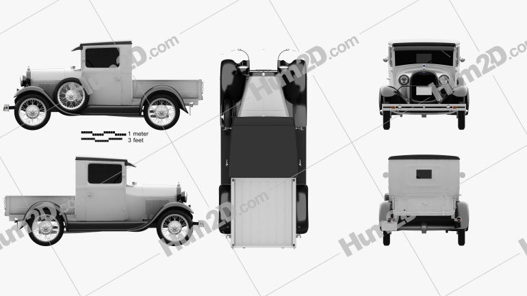 Ford Model A Pick-up Closed Cab 1928 car clipart