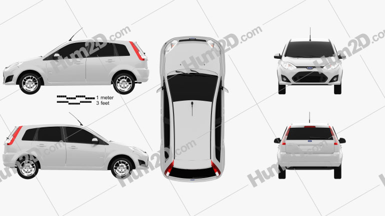 Ford Fiesta Rocam hatchback (Brazil) 2012 Blueprint