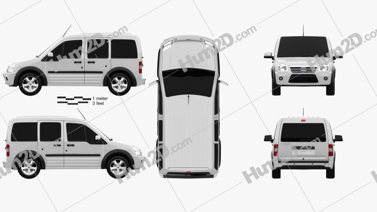 Ford Tourneo Connect SWB 2012 Clipart Image