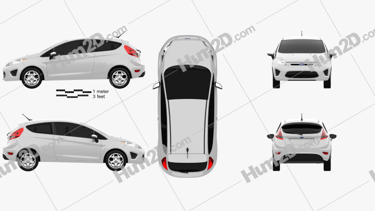 Ford Fiesta hatchback 3-door (US) 2012 car clipart