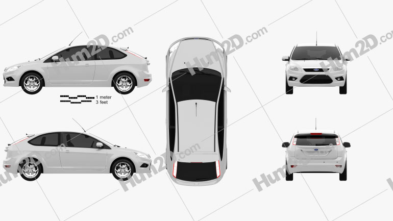 Ford Focus hatchback de 3 portas 2008 car clipart