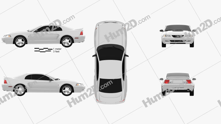 Ford Mustang GT coupe 1998 Clipart Image