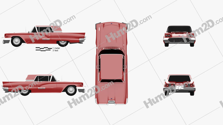 Ford Thunderbird Sport Coupe 1958 car clipart