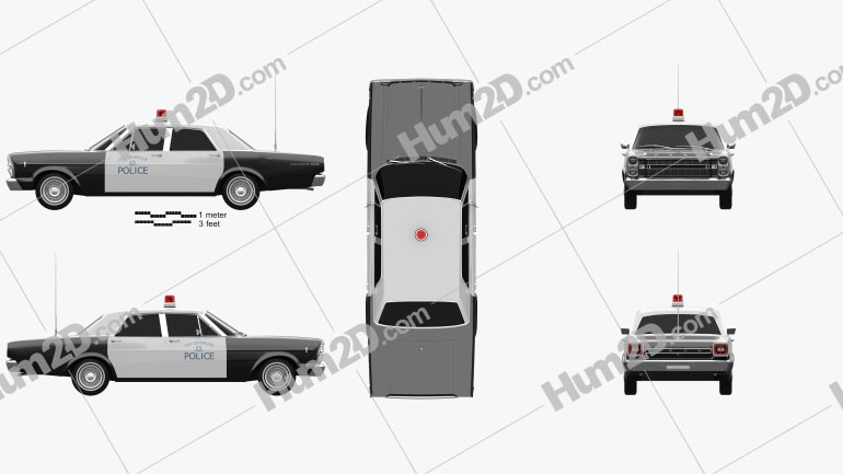 Ford Galaxie 500 Police 1966 Clipart Image