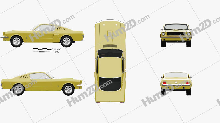 Ford Mustang Fastback with HQ interior 1965 car clipart
