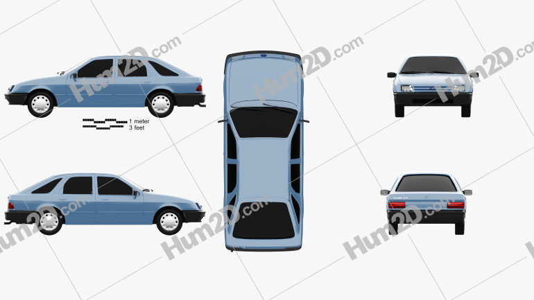 Ford Sierra hatchback de 5 portas 1984 Blueprint