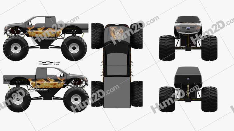 Ford F-150 Monster Truck 2012 Clipart Image