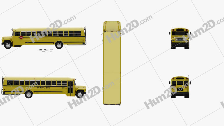 Ford B-700 Thomas Conventional School Bus 1984 Clipart Image