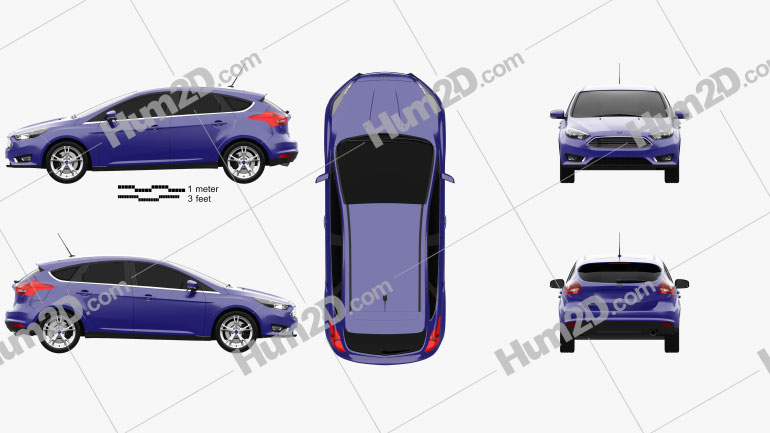 Ford Focus hatchback 2014 car clipart