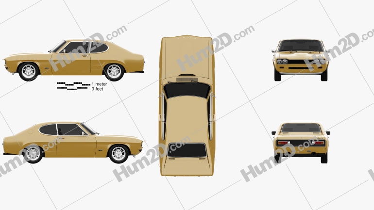 Ford Capri RS 2600 1970 car clipart