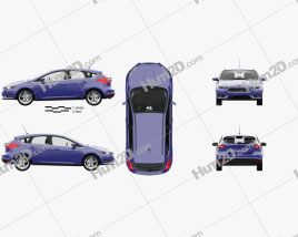 Ford Focus hatchback with HQ interior 2014 car clipart