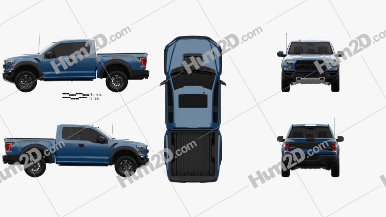 Ford F-150 Super Cab Raptor 2017 Blueprint