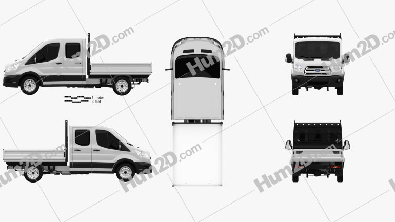Ford Transit Double Cab Dropside 2014 clipart