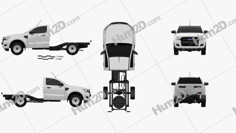 Ford Ranger Single Cab Chassis XL 2015 Clipart Image