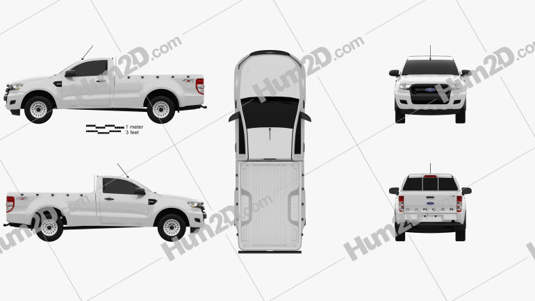 Ford Ranger Single Cab XL 2015 Clipart Image
