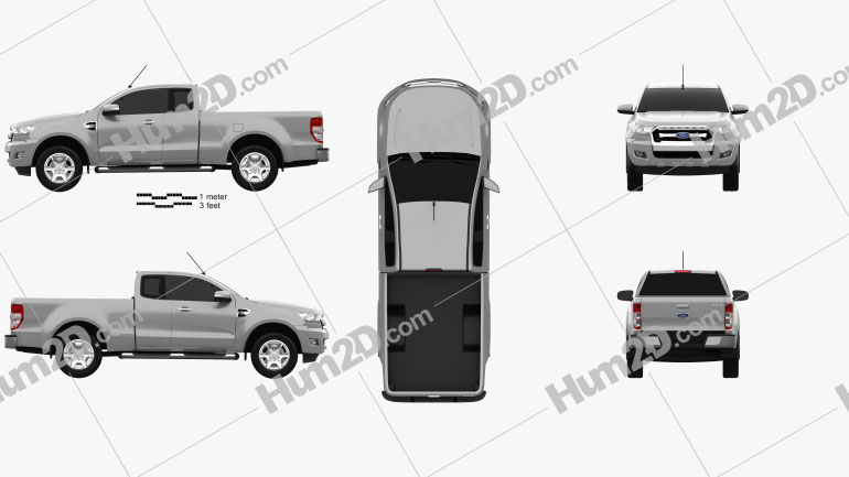 Ford Ranger Super Cab XLT 2015 car clipart