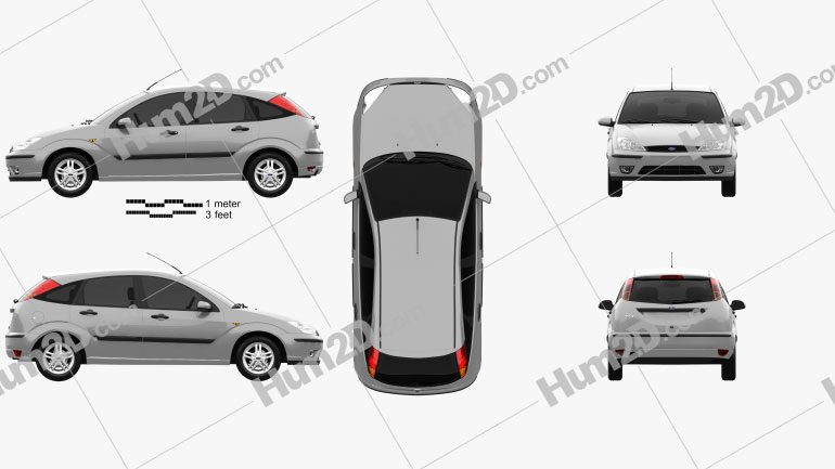 Ford Focus de 5 portas hatchback 2002 car clipart