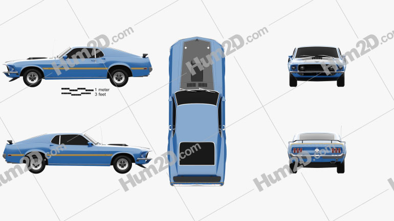 Ford Mustang Mach 1 351 1969 car clipart