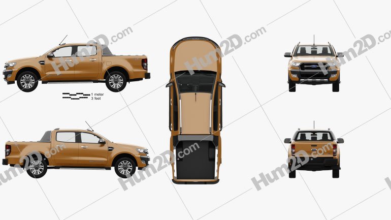 Ford Ranger Double Cab Wildtrak with HQ interior 2016 car clipart
