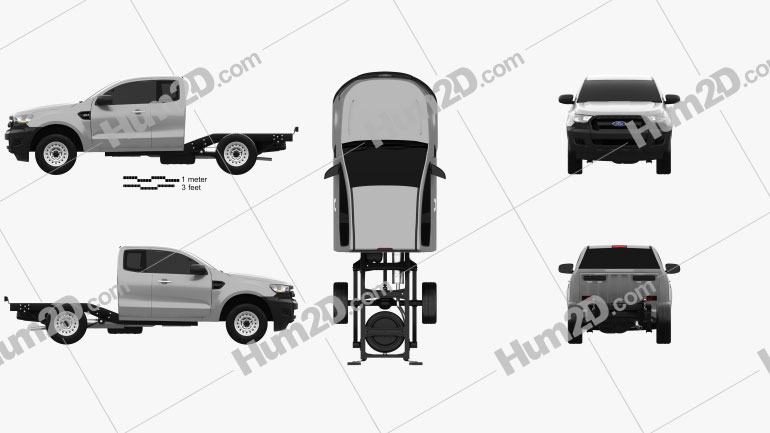 Ford Ranger Super Cab Chassis XL 2015 Clipart Image