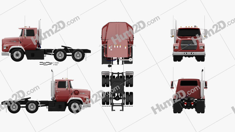 Ford Aeromax L9000 Day Cab Tractor Truck 1990 Clipart Image
