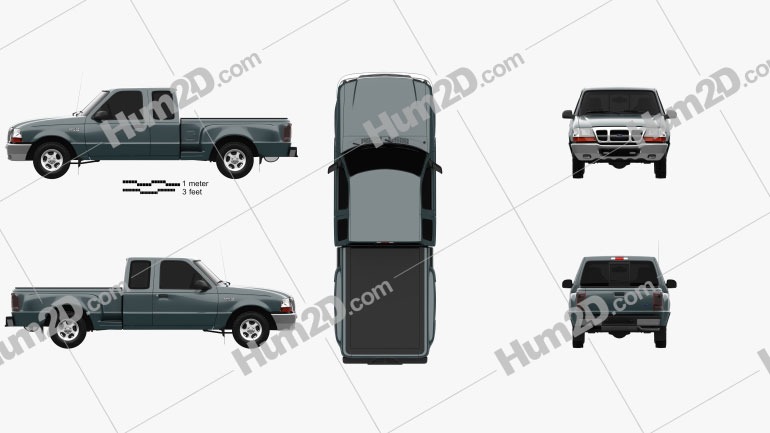 Ford Ranger (NA) Extended Cab Flare Side XLT 1998 PNG Clipart