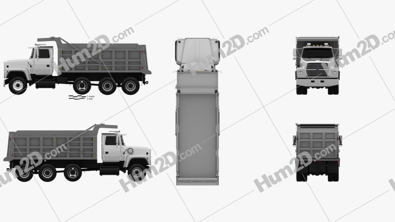 Ford L9000 Dump Truck 4-axle 1997 Clipart Image