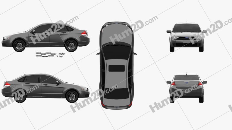 Ford Focus SE US-spec sedan 2007 car clipart