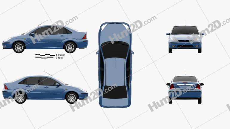 Ford Focus sedan 2002 car clipart