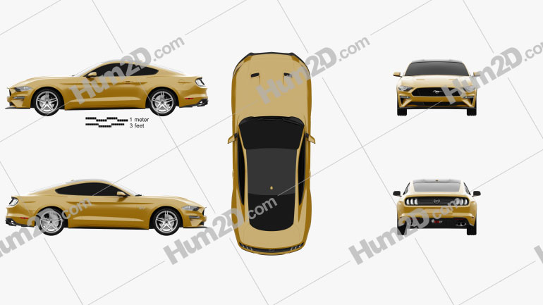 Ford Mustang GT EU-spec coupe 2018 Clipart Image
