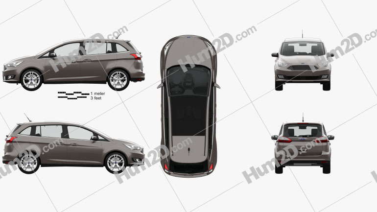 Ford Grand C Max With Hq Interior 15 Clipart And Blueprint Download Vehicles Clip Art Images In Png Psd