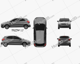 Ford Ka plus Ultimate hatchback 2019 car clipart