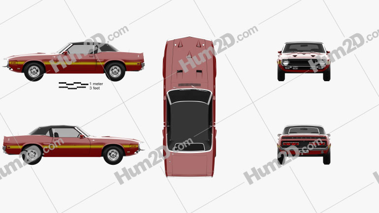 Ford Mustang Shelby GT500 convertible 1969 car clipart