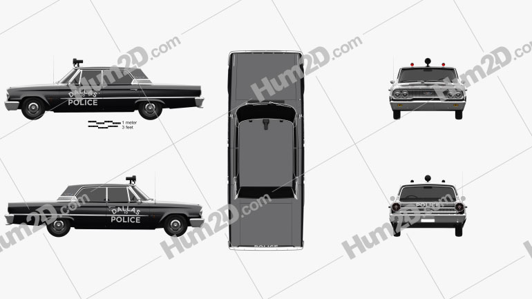Ford Galaxie 500 Hardtop Dallas Police 4-door 1963 car clipart