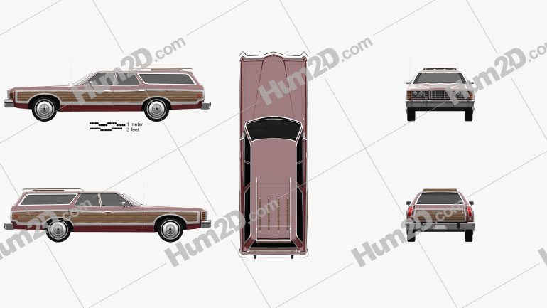 Ford Galaxie station wagon 1973 car clipart