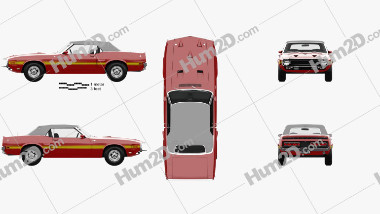 Ford Mustang GT500 Shelby convertible with HQ interior 1969 car clipart