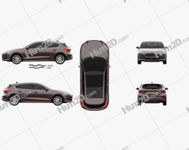 Ford Focus Vignale hatchback 2018 car clipart